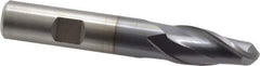 Cleveland - 1/2" Diam, 1" LOC, 2 Flute High Speed Steel Ball End Mill - TiCN Finish, Single End, 3-1/4" OAL, 1/2" Shank Diam, Spiral Flute - Eagle Tool & Supply