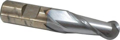 Cleveland - 3/4" Diam, 1-5/8" LOC, 2 Flute High Speed Steel Ball End Mill - TiCN Finish, Single End, 3-7/8" OAL, 3/4" Shank Diam, Spiral Flute - Eagle Tool & Supply