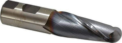 Cleveland - 1" Diam, 2-1/4" LOC, 2 Flute High Speed Steel Ball End Mill - TiCN Finish, Single End, 4-1/2" OAL, 1" Shank Diam, Spiral Flute - Eagle Tool & Supply