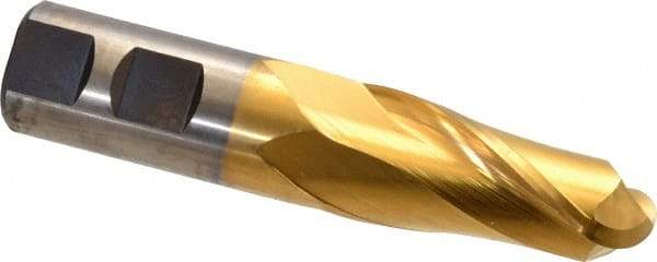 Cleveland - 7/8" Diam, 2" LOC, 2 Flute High Speed Steel Ball End Mill - TiN Finish, Single End, 4-1/4" OAL, 7/8" Shank Diam, Spiral Flute - Eagle Tool & Supply
