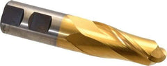 Cleveland - 7/8" Diam, 2" LOC, 2 Flute High Speed Steel Ball End Mill - TiN Finish, Single End, 4-1/4" OAL, 7/8" Shank Diam, Spiral Flute - Eagle Tool & Supply