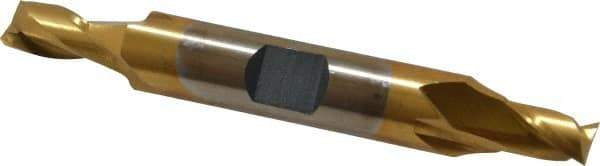 Cleveland - 1/4", 3/8" LOC, 3/8" Shank Diam, 2-7/8" OAL, 2 Flute, High Speed Steel Square End Mill - Double End, TiN Finish, Spiral Flute, 30° Helix, Centercutting, Right Hand Cut, Right Hand Flute, Series HD-2 - Eagle Tool & Supply