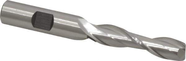 Cleveland - 7/16", 1-3/4" LOC, 1/2" Shank Diam, 3-3/4" OAL, 2 Flute, High Speed Steel Square End Mill - Single End, Uncoated, Spiral Flute, 30° Helix, Centercutting, Right Hand Cut, Right Hand Flute, Series HG-2 - Eagle Tool & Supply