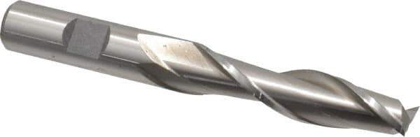 Cleveland - 1/2", 2" LOC, 1/2" Shank Diam, 4" OAL, 2 Flute, High Speed Steel Square End Mill - Single End, Uncoated, Spiral Flute, 30° Helix, Centercutting, Right Hand Cut, Right Hand Flute, Series HG-2 - Eagle Tool & Supply