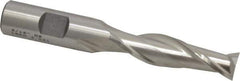 Cleveland - 9/16", 2" LOC, 5/8" Shank Diam, 4-1/8" OAL, 2 Flute, High Speed Steel Square End Mill - Single End, Uncoated, Spiral Flute, 30° Helix, Centercutting, Right Hand Cut, Right Hand Flute, Series HG-2 - Eagle Tool & Supply