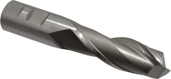 Cleveland - 7/8", 2-1/2" LOC, 7/8" Shank Diam, 5-3/4" OAL, 2 Flute, High Speed Steel Square End Mill - Single End, Uncoated, Spiral Flute, 30° Helix, Centercutting, Right Hand Cut, Right Hand Flute, Series HG-2 - Eagle Tool & Supply