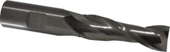 Cleveland - 11/16", 2-1/4" LOC, 3/4" Shank Diam, 4-1/2" OAL, 2 Flute, High Speed Steel Square End Mill - Single End, Uncoated, Spiral Flute, 30° Helix, Centercutting, Right Hand Cut, Right Hand Flute, Series HG-2 - Eagle Tool & Supply