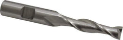 Cleveland - 13/32", 1-3/4" LOC, 1/2" Shank Diam, 3-3/4" OAL, 2 Flute, High Speed Steel Square End Mill - Single End, Uncoated, Spiral Flute, 30° Helix, Centercutting, Right Hand Cut, Right Hand Flute, Series HG-2 - Eagle Tool & Supply