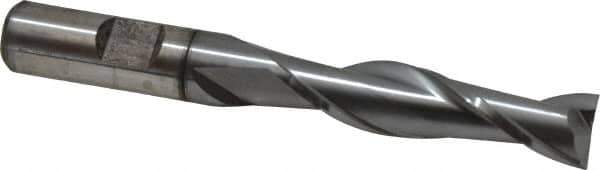 Cleveland - 1/2", 2" LOC, 1/2" Shank Diam, 4" OAL, 2 Flute, High Speed Steel Square End Mill - Single End, TiCN Finish, Spiral Flute, 30° Helix, Centercutting, Right Hand Cut, Right Hand Flute, Series HG-2 - Eagle Tool & Supply