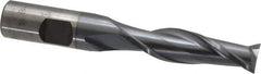 Cleveland - 9/16", 2" LOC, 5/8" Shank Diam, 4-1/8" OAL, 2 Flute, High Speed Steel Square End Mill - Single End, TiCN Finish, Spiral Flute, 30° Helix, Centercutting, Right Hand Cut, Right Hand Flute, Series HG-2 - Eagle Tool & Supply