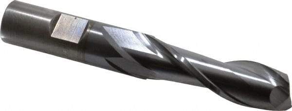 Cleveland - 5/8", 2" LOC, 5/8" Shank Diam, 4-1/8" OAL, 2 Flute, High Speed Steel Square End Mill - Single End, TiCN Finish, Spiral Flute, 30° Helix, Centercutting, Right Hand Cut, Right Hand Flute, Series HG-2 - Eagle Tool & Supply