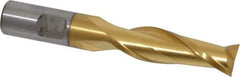 Cleveland - 5/8", 2" LOC, 5/8" Shank Diam, 4-5/8" OAL, 2 Flute, High Speed Steel Square End Mill - Single End, TiN Finish, Spiral Flute, 30° Helix, Centercutting, Right Hand Cut, Right Hand Flute, Series HG-2 - Eagle Tool & Supply