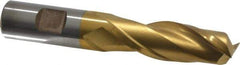 Cleveland - 3/4", 2-1/4" LOC, 3/4" Shank Diam, 5-1/4" OAL, 2 Flute, High Speed Steel Square End Mill - Single End, TiN Finish, Spiral Flute, 30° Helix, Centercutting, Right Hand Cut, Right Hand Flute, Series HG-2 - Eagle Tool & Supply