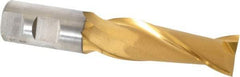 Cleveland - 1", 3" LOC, 1" Shank Diam, 5-1/2" OAL, 2 Flute, High Speed Steel Square End Mill - Single End, TiN Finish, Spiral Flute, 30° Helix, Centercutting, Right Hand Cut, Right Hand Flute, Series HG-2 - Eagle Tool & Supply