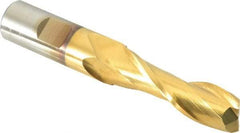 Cleveland - 11/16", 2-1/4" LOC, 3/4" Shank Diam, 5-1/4" OAL, 2 Flute, High Speed Steel Square End Mill - Single End, TiN Finish, Spiral Flute, 30° Helix, Centercutting, Right Hand Cut, Right Hand Flute, Series HG-2 - Eagle Tool & Supply