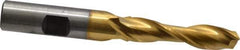 Cleveland - 13/32", 1-3/4" LOC, 1/2" Shank Diam, 3-1/4" OAL, 2 Flute, High Speed Steel Square End Mill - Single End, TiN Finish, Spiral Flute, 30° Helix, Centercutting, Right Hand Cut, Right Hand Flute, Series HG-2 - Eagle Tool & Supply