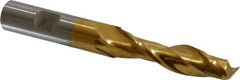 Cleveland - 15/32", 2" LOC, 1/2" Shank Diam, 4" OAL, 2 Flute, High Speed Steel Square End Mill - Single End, TiN Finish, Spiral Flute, 30° Helix, Centercutting, Right Hand Cut, Right Hand Flute, Series HG-2 - Eagle Tool & Supply