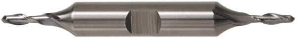 Cleveland - 7/16" Diam, 13/16" LOC, 2 Flute High Speed Steel Ball End Mill - TiCN Finish, Double End, 4-1/8" OAL, 1/2" Shank Diam, Spiral Flute - Eagle Tool & Supply