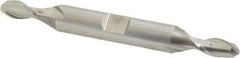 Cleveland - 1/4" Diam, 1/2" LOC, 2 Flute High Speed Steel Ball End Mill - Uncoated, Double End, 3-3/8" OAL, 3/8" Shank Diam, Spiral Flute - Eagle Tool & Supply