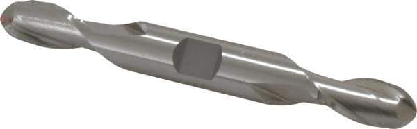 Cleveland - 7/16" Diam, 13/16" LOC, 2 Flute High Speed Steel Ball End Mill - Uncoated, Double End, 4-1/8" OAL, 1/2" Shank Diam, Spiral Flute - Eagle Tool & Supply