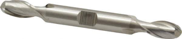 Cleveland - 11/32" Diam, 9/16" LOC, 2 Flute High Speed Steel Ball End Mill - Uncoated, Double End, 3-1/2" OAL, 3/8" Shank Diam, Spiral Flute - Eagle Tool & Supply