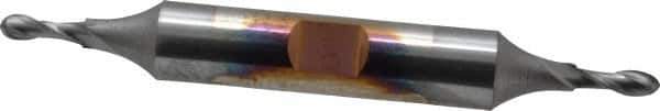 Cleveland - 1/8" Diam, 3/8" LOC, 2 Flute High Speed Steel Ball End Mill - TiCN Finish, Double End, 3-1/16" OAL, 3/8" Shank Diam, Spiral Flute - Eagle Tool & Supply