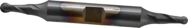 Cleveland - 3/16" Diam, 7/16" LOC, 2 Flute High Speed Steel Ball End Mill - TiCN Finish, Double End, 3-1/4" OAL, 3/8" Shank Diam, Spiral Flute - Eagle Tool & Supply