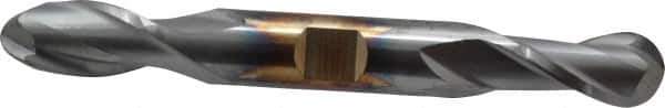 Cleveland - 1/2" Diam, 13/16" LOC, 2 Flute High Speed Steel Ball End Mill - TiCN Finish, Double End, 4-1/8" OAL, 1/2" Shank Diam, Spiral Flute - Eagle Tool & Supply