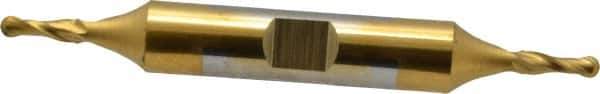 Cleveland - 1/8" Diam, 3/8" LOC, 2 Flute High Speed Steel Ball End Mill - TiN Finish, Double End, 3-1/16" OAL, 3/8" Shank Diam, Spiral Flute - Eagle Tool & Supply