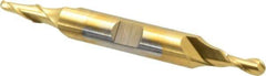 Cleveland - 3/16" Diam, 7/16" LOC, 2 Flute High Speed Steel Ball End Mill - TiN Finish, Double End, 3-1/4" OAL, 3/8" Shank Diam, Spiral Flute - Eagle Tool & Supply
