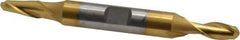 Cleveland - 1/4" Diam, 1/2" LOC, 2 Flute High Speed Steel Ball End Mill - TiN Finish, Double End, 3-3/8" OAL, 3/8" Shank Diam, Spiral Flute - Eagle Tool & Supply