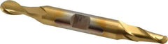Cleveland - 9/32" Diam, 9/16" LOC, 2 Flute High Speed Steel Ball End Mill - TiN Finish, Double End, 3-3/8" OAL, 3/8" Shank Diam, Spiral Flute - Eagle Tool & Supply