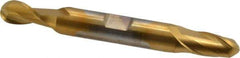 Cleveland - 5/16" Diam, 9/16" LOC, 2 Flute High Speed Steel Ball End Mill - TiN Finish, Double End, 3-1/2" OAL, 3/8" Shank Diam, Spiral Flute - Eagle Tool & Supply