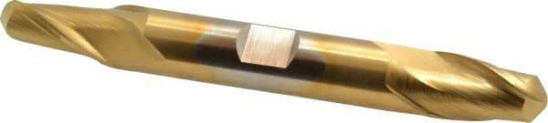 Cleveland - 1/2" Diam, 13/16" LOC, 2 Flute High Speed Steel Ball End Mill - TiN Finish, Double End, 4-1/8" OAL, 1/2" Shank Diam, Spiral Flute - Eagle Tool & Supply