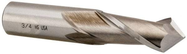 Cleveland - 3/4" Diam, 1-5/16" LOC, 2 Flute, 90° Point Angle, High Speed Steel Drill Mill - Uncoated, 3-9/16" OAL, 3/4" Shank Diam - Eagle Tool & Supply