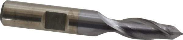 Cleveland - 5/16" Diam, 9/16" LOC, 2 Flute, 90° Point Angle, High Speed Steel Drill Mill - TiCN Finish, 2-5/16" OAL, 3/8" Shank Diam - Eagle Tool & Supply