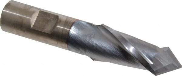 Cleveland - 7/8" Diam, 1-1/2" LOC, 2 Flute, 90° Point Angle, High Speed Steel Drill Mill - TiCN Finish, 3-1/4" OAL, 3/4" Shank Diam - Eagle Tool & Supply