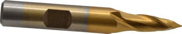 Cleveland - 1/4" Diam, 1/2" LOC, 2 Flute, 90° Point Angle, High Speed Steel Drill Mill - TiN Finish, 2-5/16" OAL, 3/8" Shank Diam - Eagle Tool & Supply
