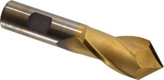 Cleveland - 1" Diam, 1-1/2" LOC, 2 Flute, 90° Point Angle, High Speed Steel Drill Mill - TiN Finish, 3-1/4" OAL, 3/4" Shank Diam - Eagle Tool & Supply