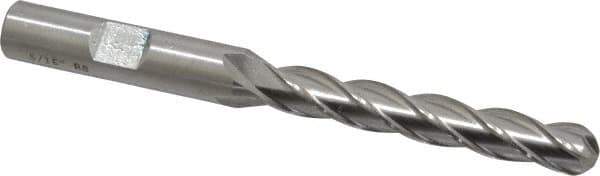 Cleveland - 5/16" Diam, 2" LOC, 4 Flute High Speed Steel Ball End Mill - Uncoated, Single End, 3-1/4" OAL, 3/8" Shank Diam, Spiral Flute - Eagle Tool & Supply