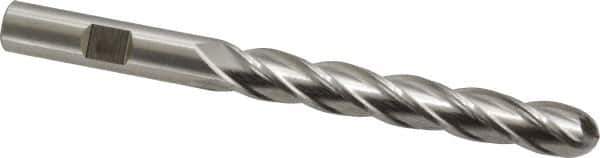 Cleveland - 3/8" Diam, 2-1/2" LOC, 4 Flute High Speed Steel Ball End Mill - Uncoated, Single End, 4-1/4" OAL, 3/8" Shank Diam, Spiral Flute - Eagle Tool & Supply