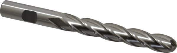 Cleveland - 1/2" Diam, 3" LOC, 4 Flute High Speed Steel Ball End Mill - Uncoated, Single End, 5" OAL, 1/2" Shank Diam, Spiral Flute - Eagle Tool & Supply