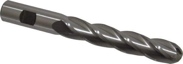Cleveland - 3/4" Diam, 4" LOC, 4 Flute High Speed Steel Ball End Mill - Uncoated, Single End, 6-1/4" OAL, 3/4" Shank Diam, Spiral Flute - Eagle Tool & Supply