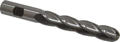 Cleveland - 3/4" Diam, 4" LOC, 4 Flute High Speed Steel Ball End Mill - Uncoated, Single End, 6-1/4" OAL, 3/4" Shank Diam, Spiral Flute - Eagle Tool & Supply