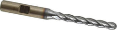 Cleveland - 1/4" Diam, 1-3/4" LOC, 4 Flute High Speed Steel Ball End Mill - TiCN Finish, Single End, 3-9/16" OAL, 3/8" Shank Diam, Spiral Flute - Eagle Tool & Supply
