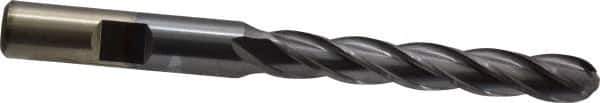 Cleveland - 5/16" Diam, 2" LOC, 4 Flute High Speed Steel Ball End Mill - TiCN Finish, Single End, 3-1/4" OAL, 3/8" Shank Diam, Spiral Flute - Eagle Tool & Supply