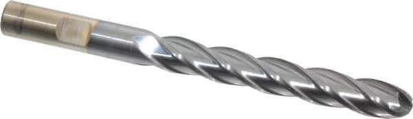 Cleveland - 3/8" Diam, 2-1/2" LOC, 4 Flute High Speed Steel Ball End Mill - TiCN Finish, Single End, 3-1/4" OAL, 3/8" Shank Diam, Spiral Flute - Eagle Tool & Supply