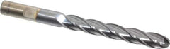 Cleveland - 3/8" Diam, 2-1/2" LOC, 4 Flute High Speed Steel Ball End Mill - TiCN Finish, Single End, 3-1/4" OAL, 3/8" Shank Diam, Spiral Flute - Eagle Tool & Supply
