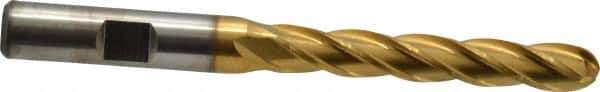 Cleveland - 5/16" Diam, 2" LOC, 4 Flute High Speed Steel Ball End Mill - TiN Finish, Single End, 3-3/4" OAL, 3/8" Shank Diam, Spiral Flute - Eagle Tool & Supply