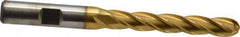Cleveland - 5/16" Diam, 2" LOC, 4 Flute High Speed Steel Ball End Mill - TiN Finish, Single End, 3-3/4" OAL, 3/8" Shank Diam, Spiral Flute - Eagle Tool & Supply